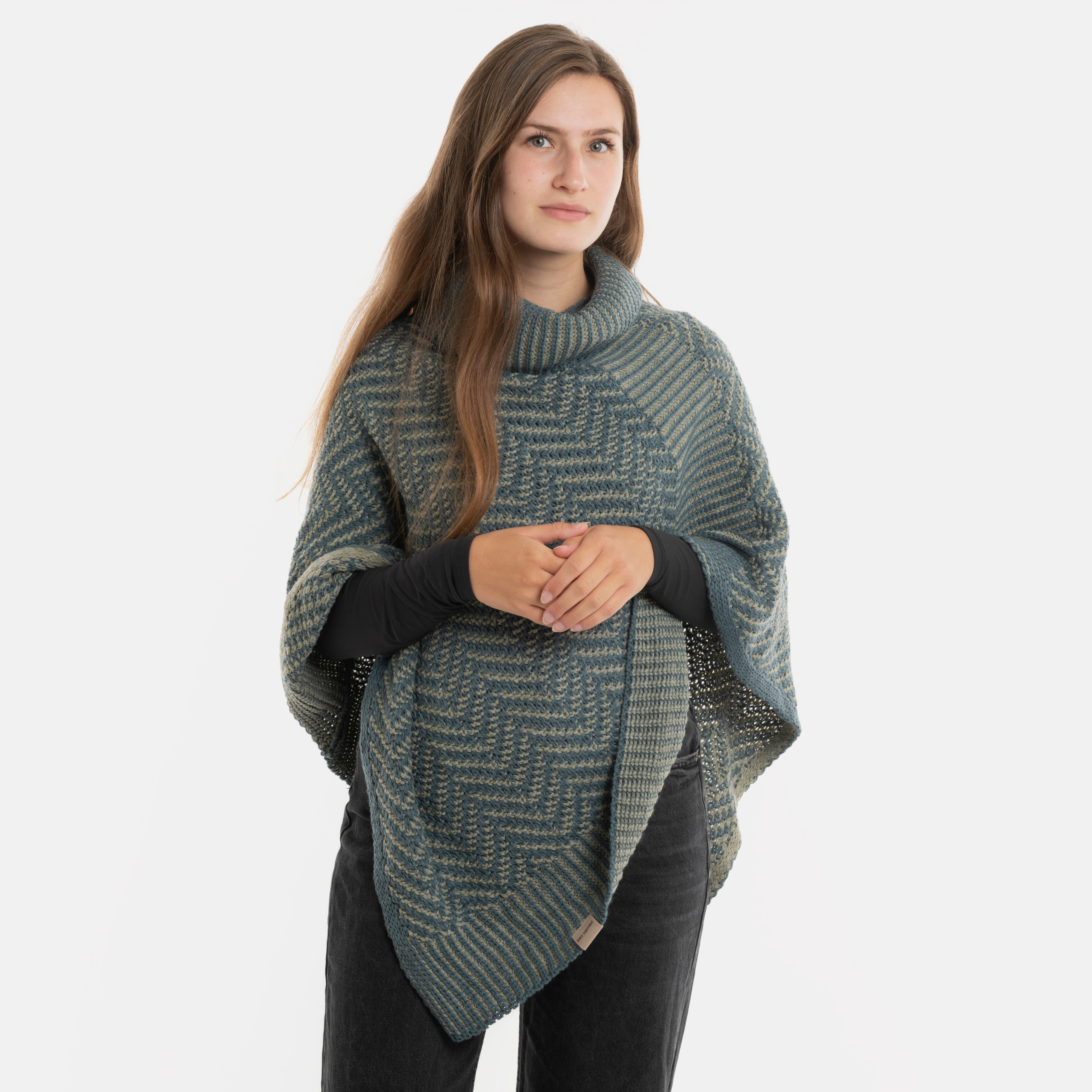Amber Gestrickter Poncho Laurel/Urban Green
