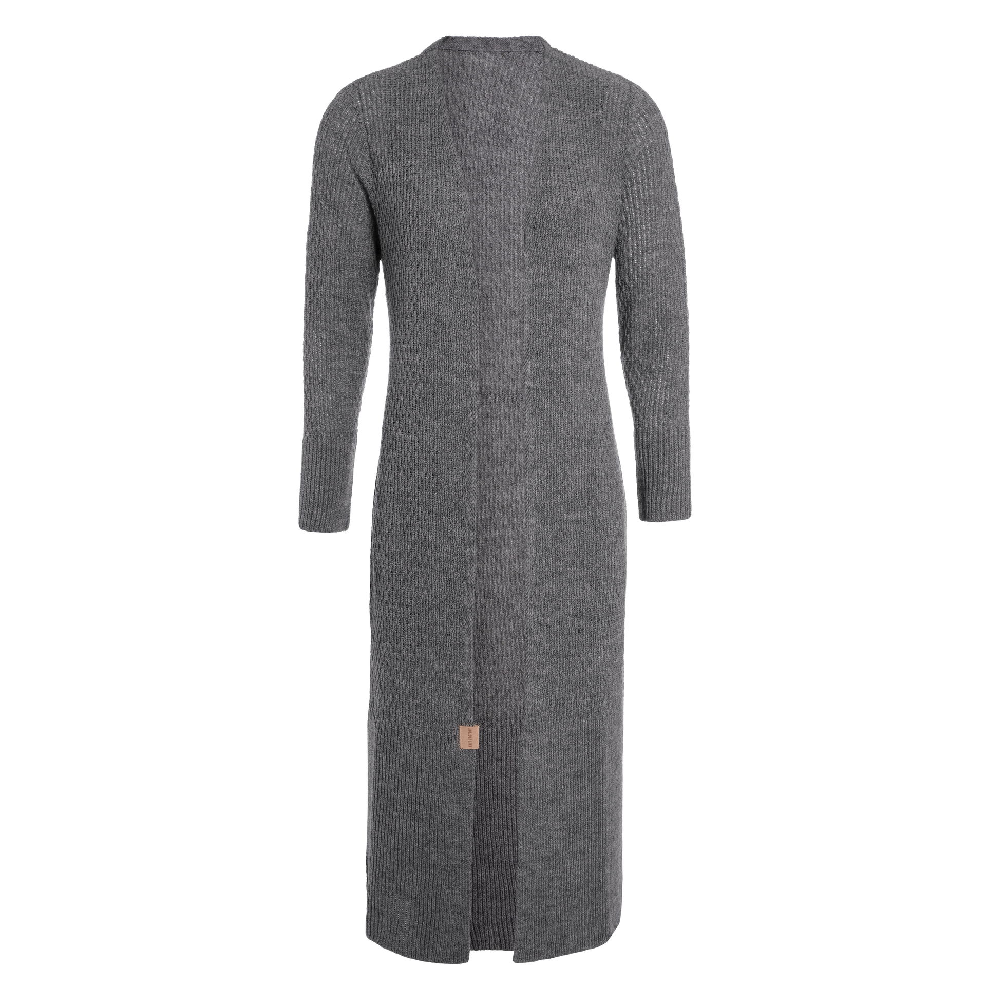 Gina Long Knitted Cardigan Anthracite - 36/38 - With side pockets