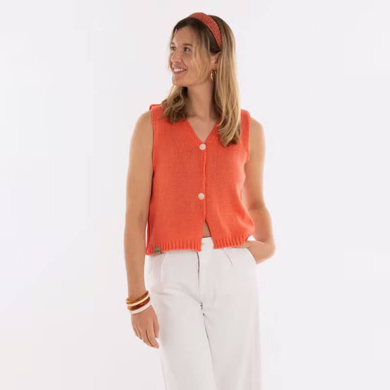Lumi Gebreid Gilet Sunset Orange - 36/38