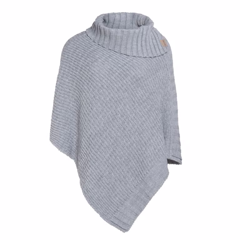 Nicky Knitted Poncho Light Grey