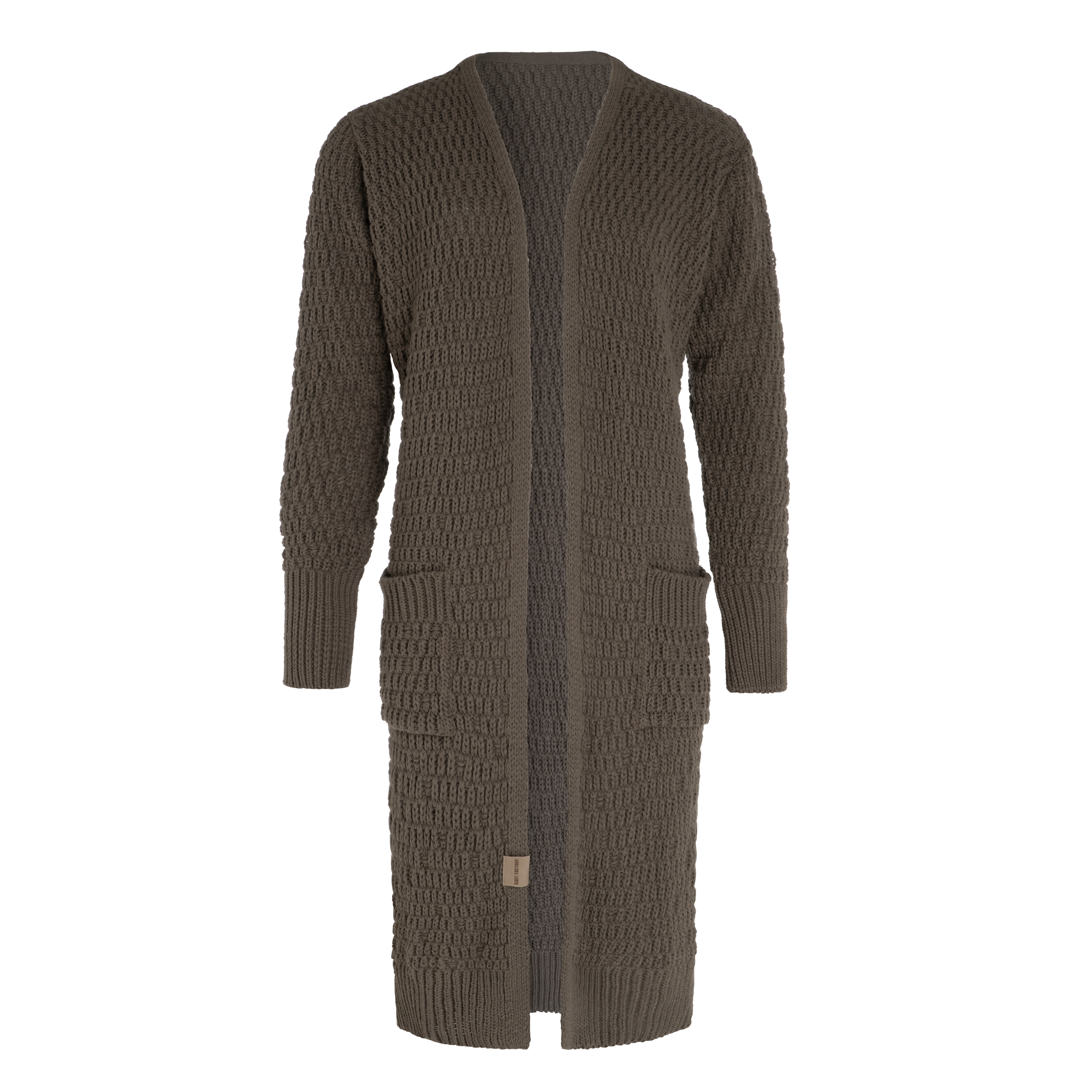 Jaida Lang Gebreid Vest Cappuccino - 40/42 - Met steekzakken