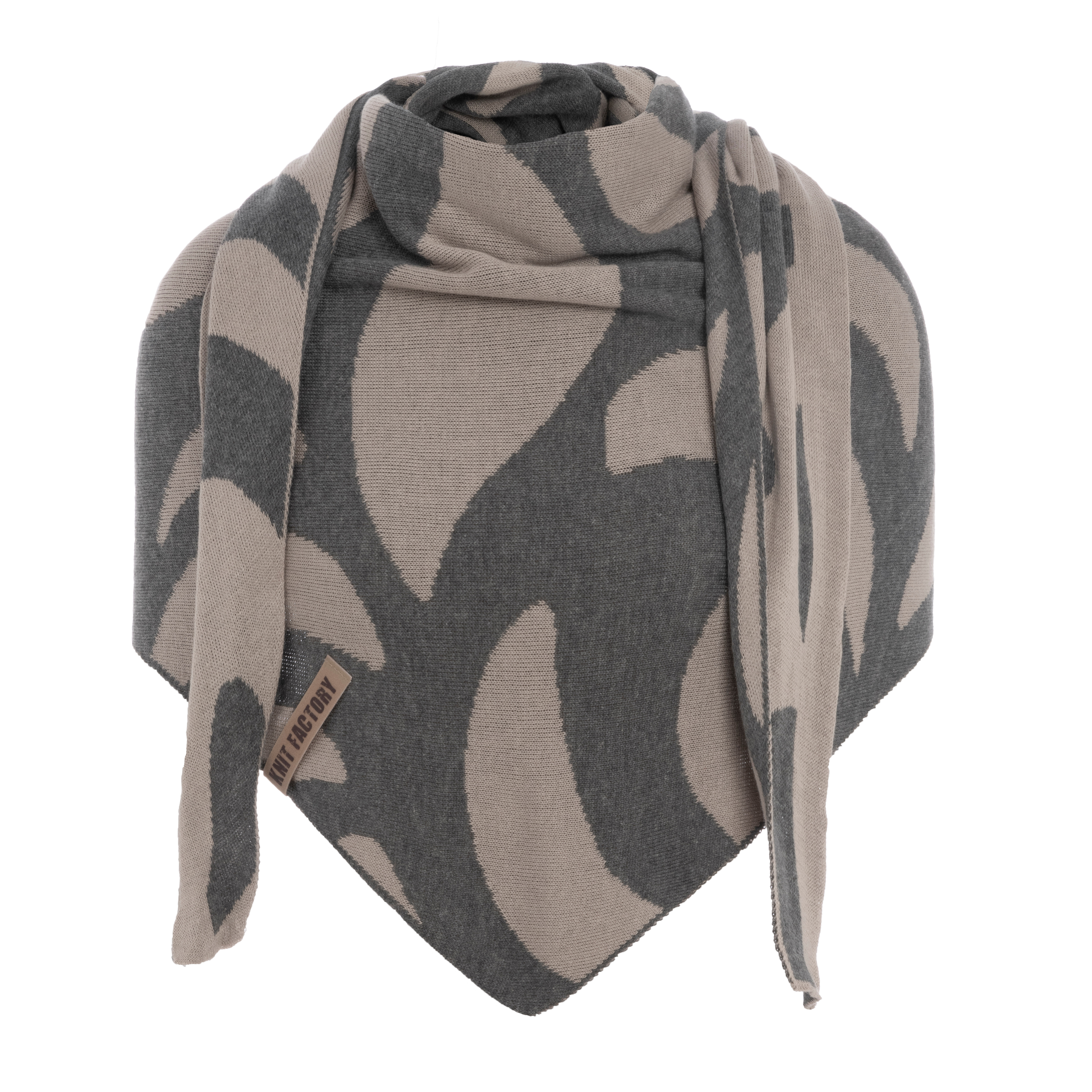 Leaf Triangle Scarf Pebble Grey/Med Grey