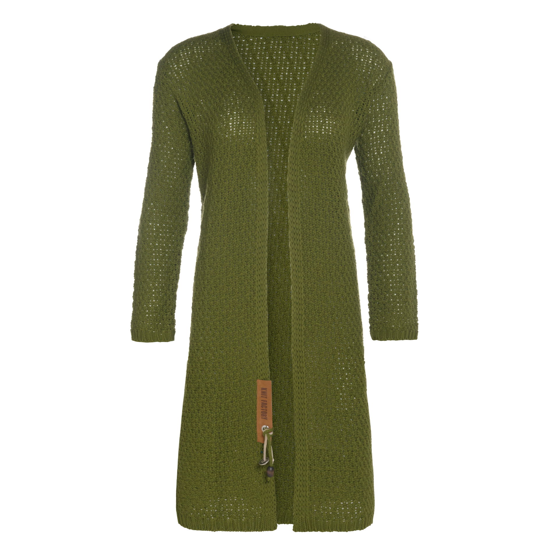 Luna Lange Strickjacke Moosgrün - 36/38