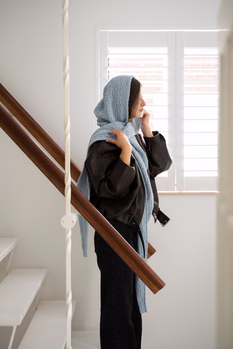 Blake Hooded Scarf Beige