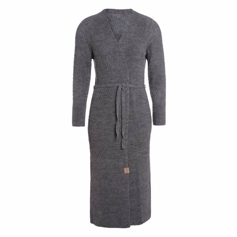 Gina Long Knitted Cardigan Anthracite - 40/42 - With side pockets