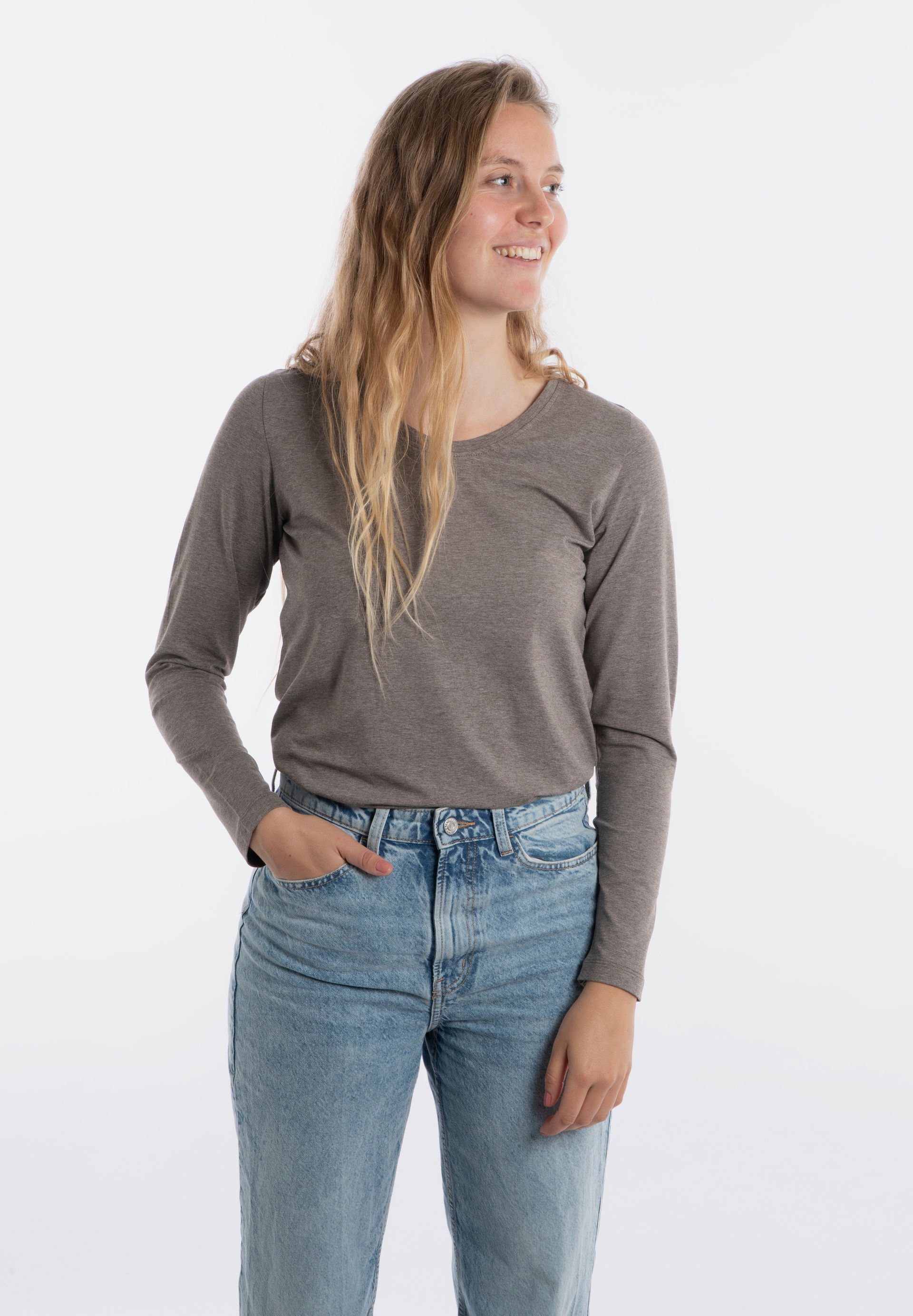 Lily Shirt Taupe - L - Lange Mouwen